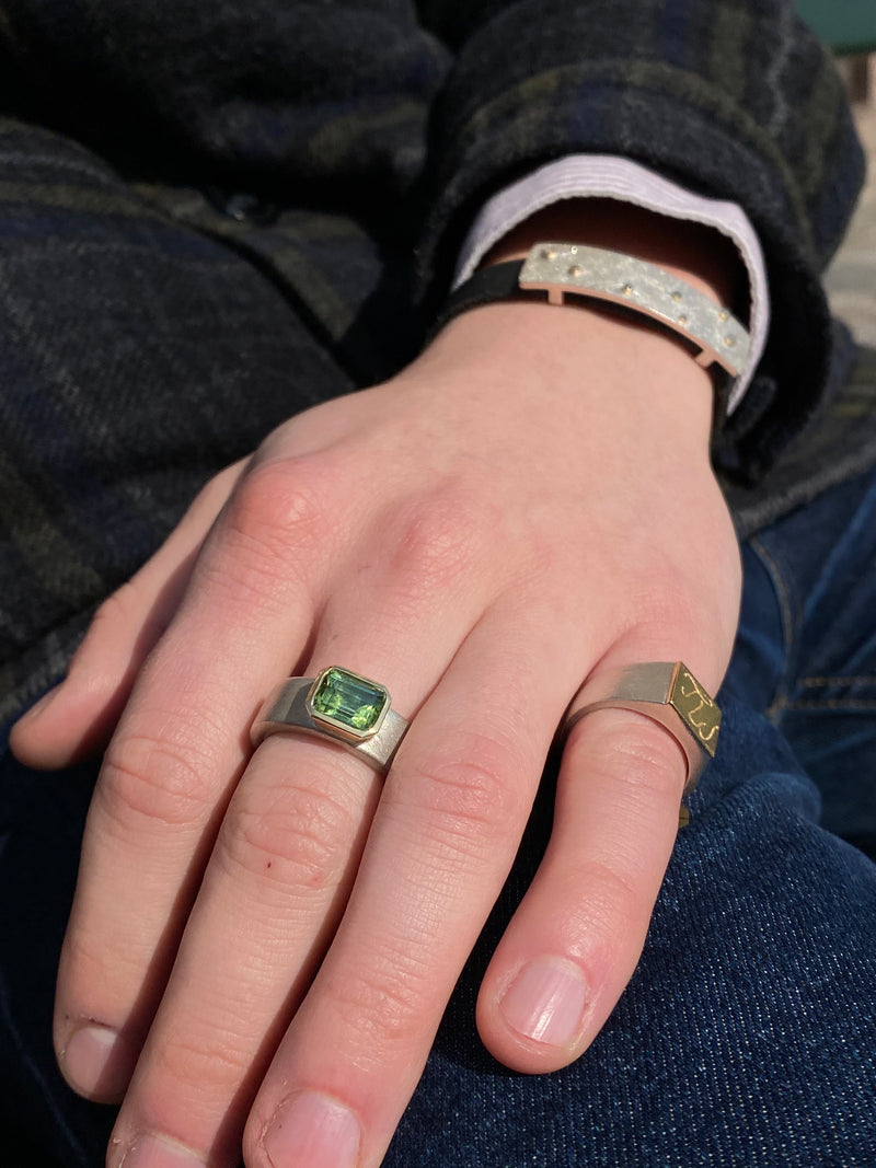 Sølv ring med grøn turmalin